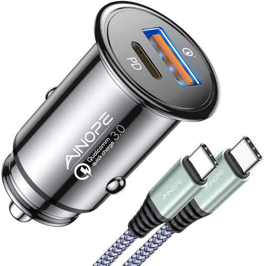 67.5W for Iphone 17 Car Charger USB C Fast Charge, PD 45W USBC Car Phone Charger Adapter, All Metal Cigarette Lighter Adapter for Iphone 17 Pro Max Air 16 15 Air Samsung S25 Android