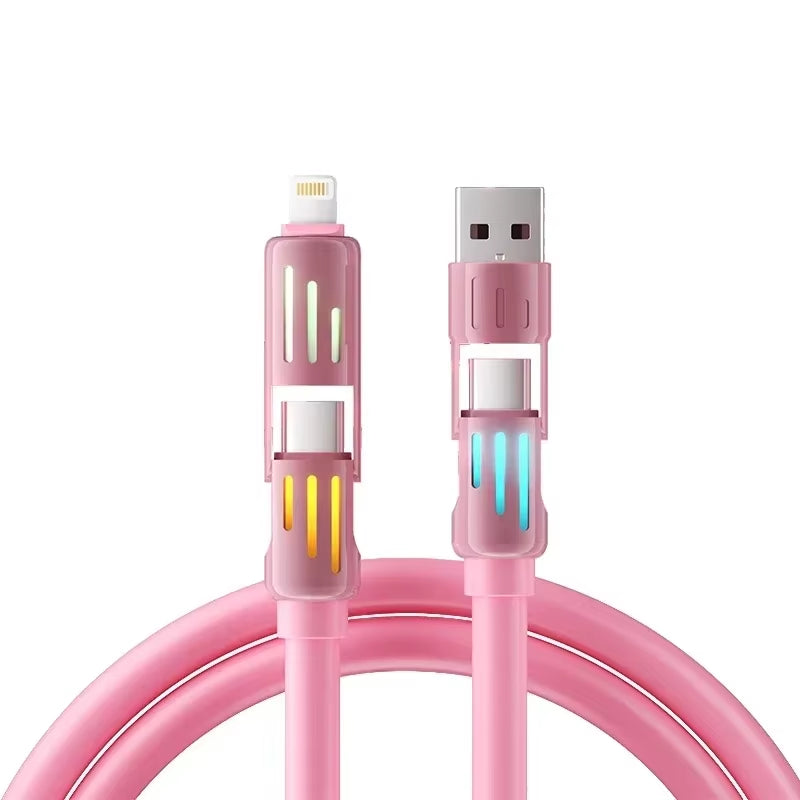 Eary 4-in-1 USB-C Cable (6Ft) - 240W Fast Charging and Data Transfer for iPhone 15, MacBook, iPad, and Samsung Devices